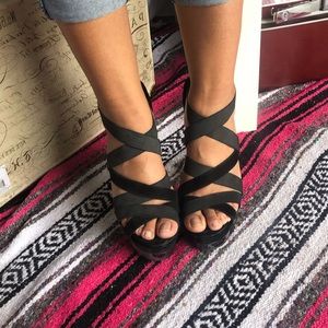 Black strappy heels by Jessica Simpson